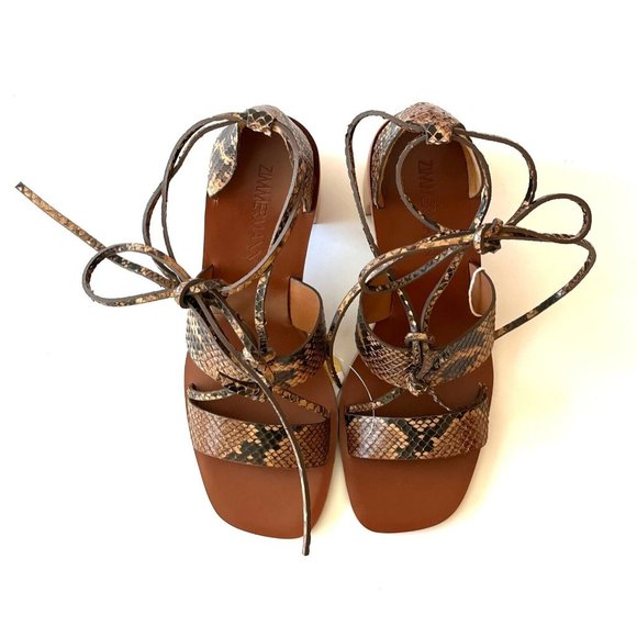 Zimmermann Tan Snakeskin Strappy Sandals - Picture 3 of 11